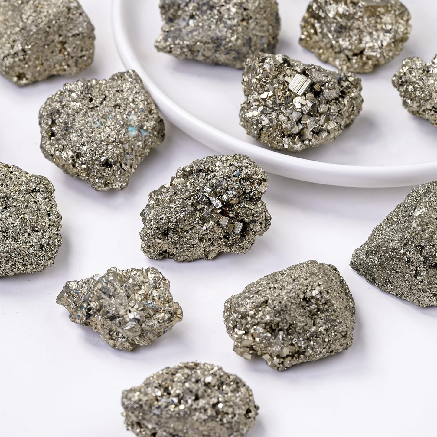 Apengshi Pyrite Raw Crystals 2PCS Natural Rough Rocks Healing Crystal and Stones DIY Raw Stones Meditation Fountain Garden Home Decor