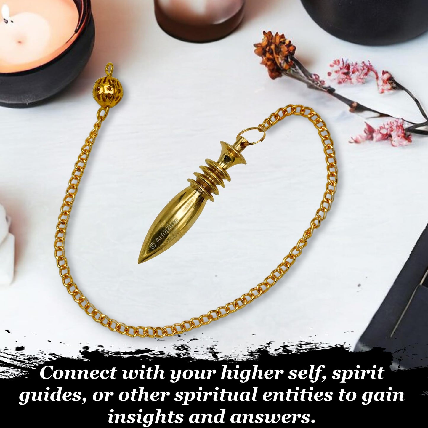 Amazing Gemstone Healing Metal Pendulums for Divination, Gold 4 ISIS Ring Karnak Steel Copper Pendulum High Energy Pendulo de Bronce Pendulos de Mesa MP8
