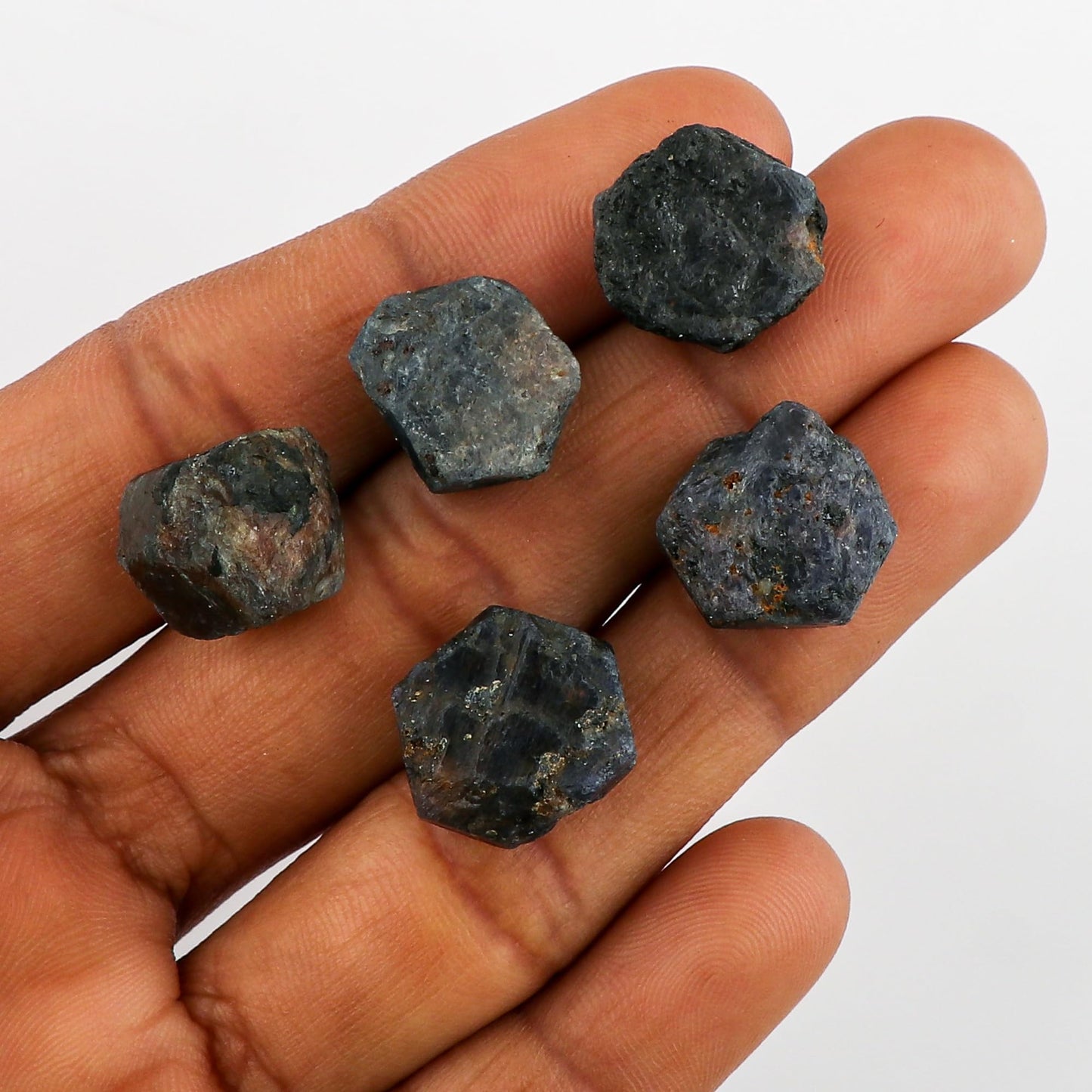 CRYSTALINES 5pcs Wholesale Natural Raw Blue Sapphire Gemstone, Untreated Rough Stone, Bulk Loose Supplies for Jewelry Making, Healing Crystals, September Birthstone, Gem Collection, AAA Grade