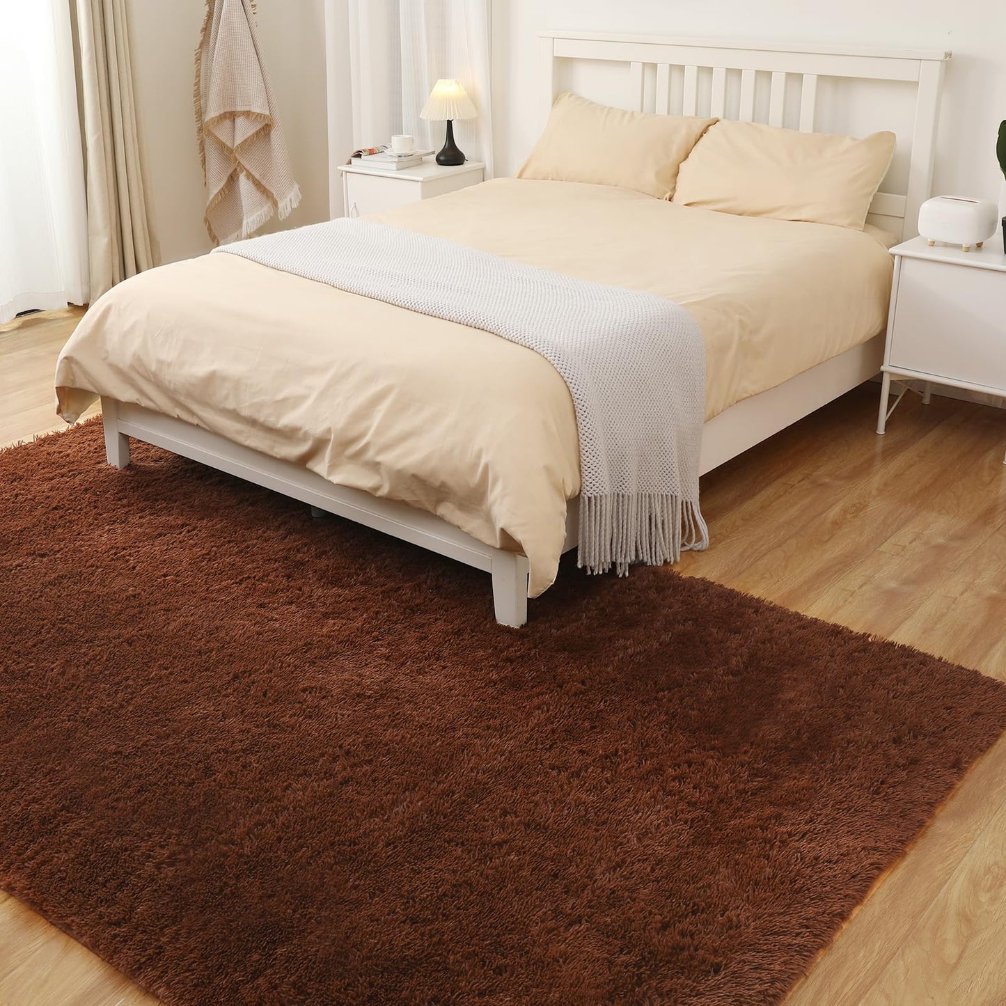 Puremy Luxury 3x5 Area Rug, Ultra Soft Rugs for Living Room, Plush Carpet Rugs for Bedroom, Non-Slip Indoor Rug for Nursery, Study Room, Playroom, Home Decor, Brown