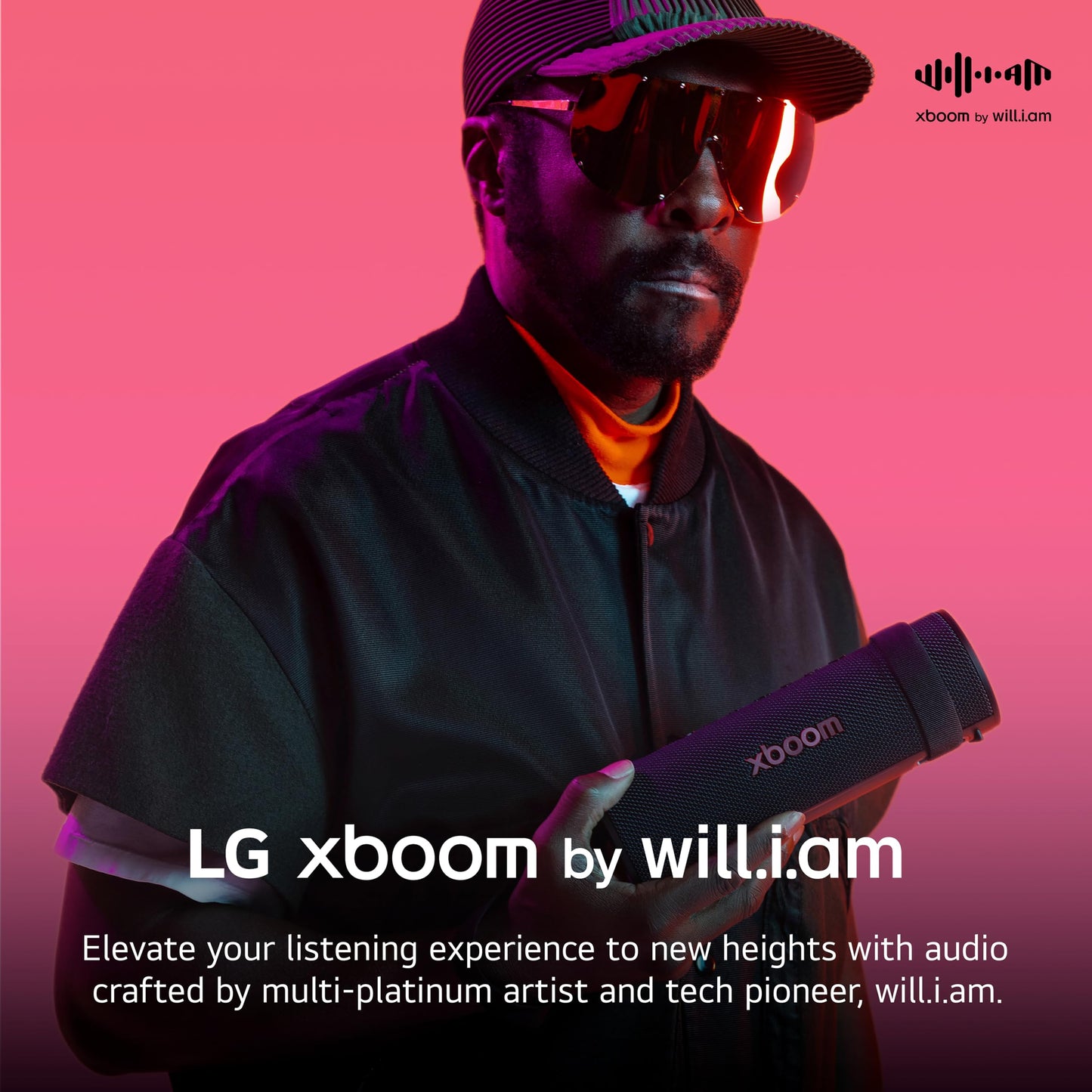 LG xboom Grab Core by will.i.am, Portable Outdoor Bluetooth Speaker for Sports and Athletes, up to 19 Hours, IP67 Dust and Water Resistant, Adjustable Carrying Straps. Perfect for Biking and Hiking
