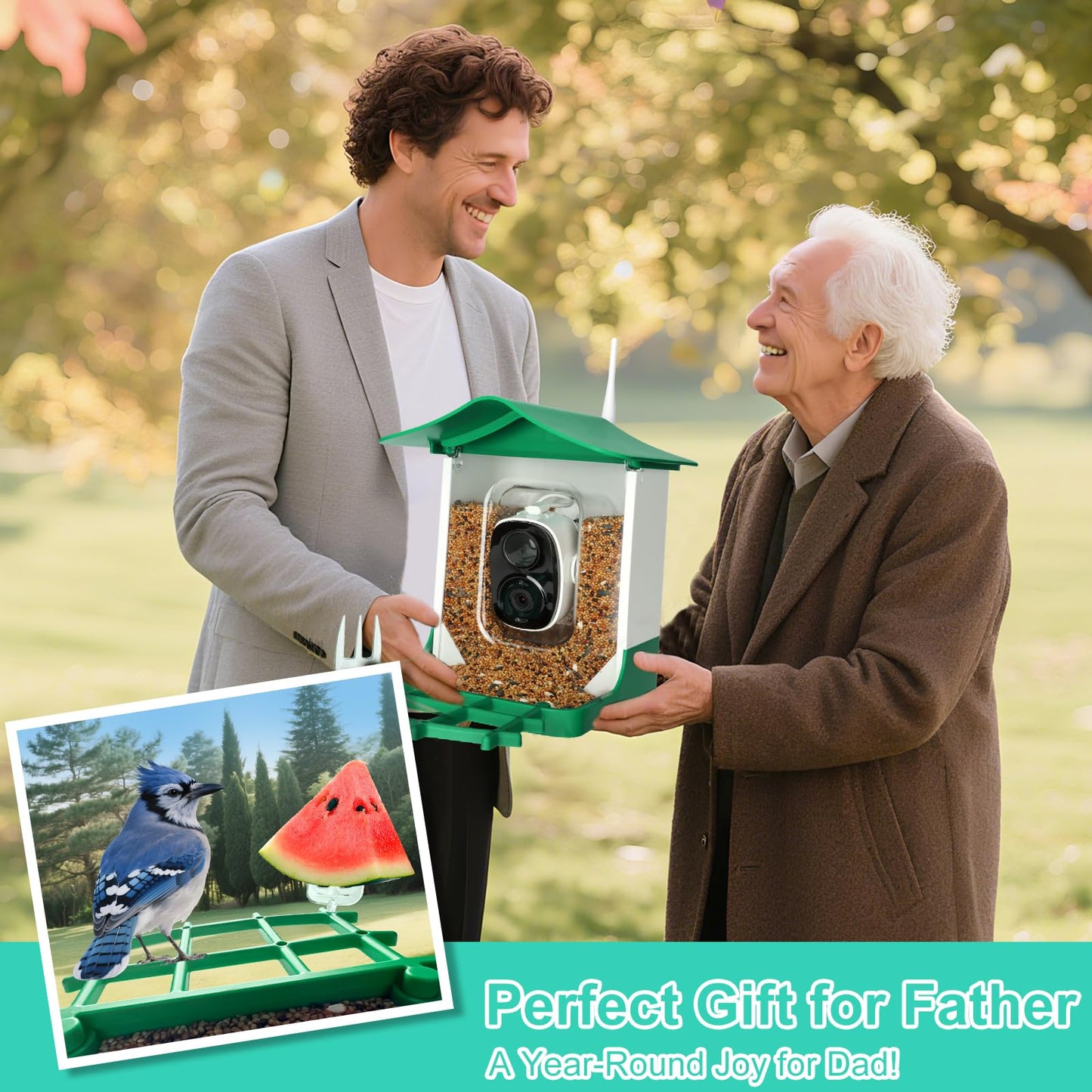 Smart Bird Feeder with Camera,AI Identify Birds Species,Auto Record 2K Birds Video in Backyard Garden,Live View,Instant Notifications,Solar Powered Charging,Ideal Gift for Family and Bird Lovers