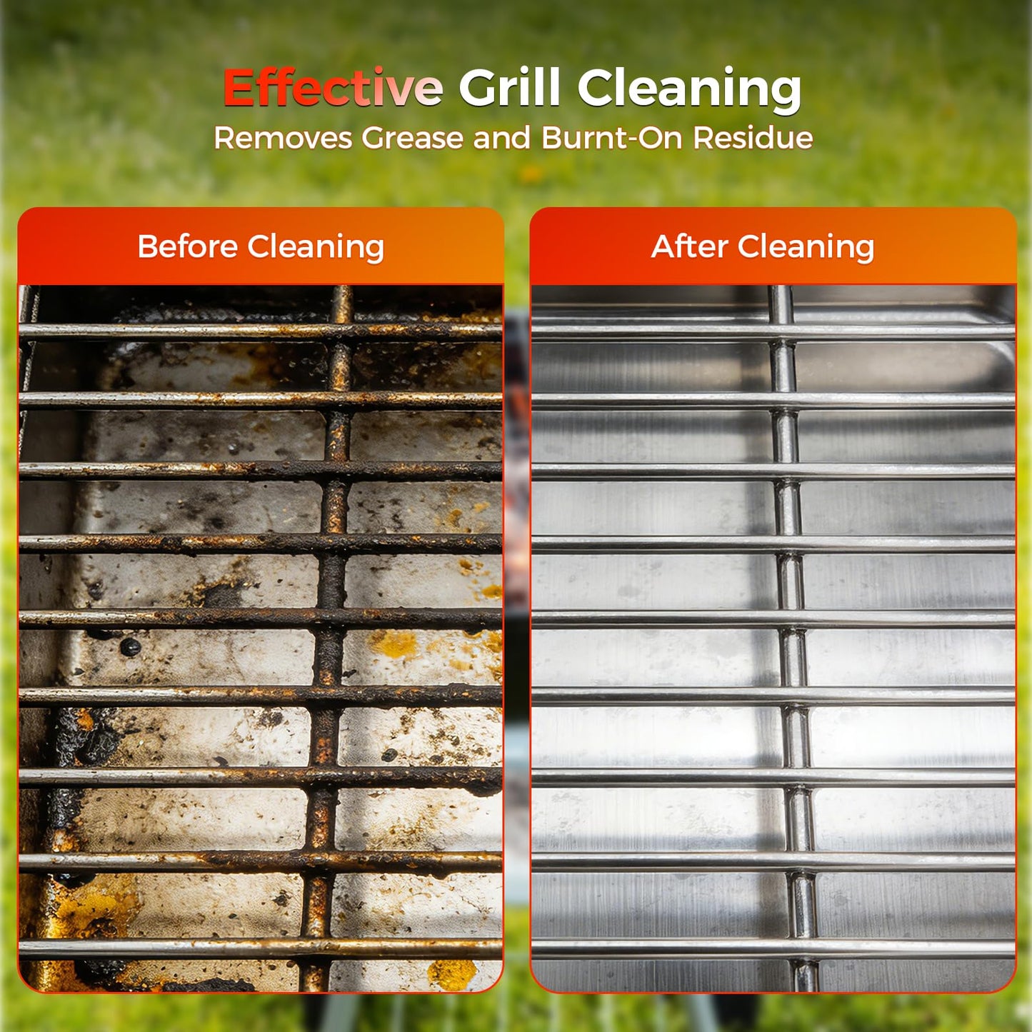 EG evgoer BBQ Grill Brush with U-Shaped Fixed Design, 45° Angled Steel Filaments for Deep Cleaning, Wooden Handle Grate Cleaner with Hanging Hook for Gas, Charcoal & Smoker (16 Inch)