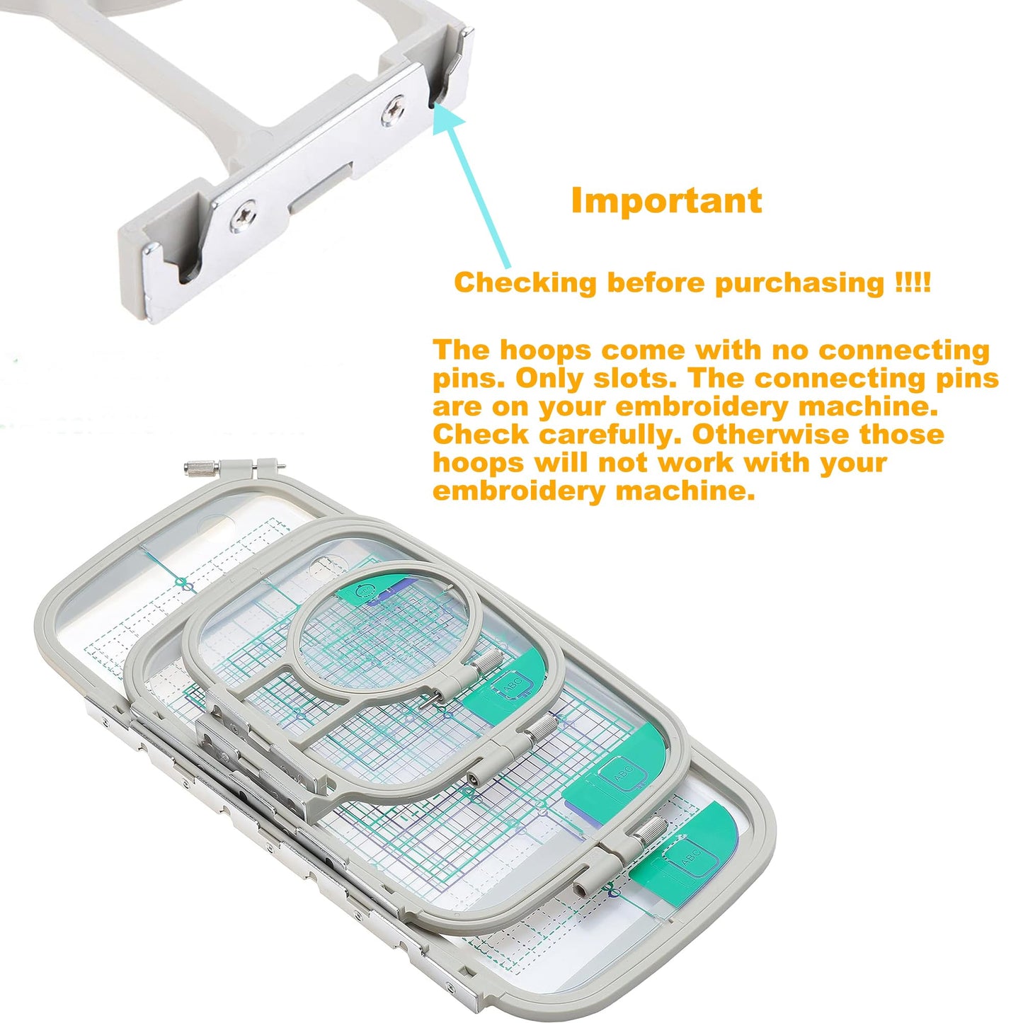 New brothread Embroidery Machine Hoop 4 in 1 Set(SA442+SA443+SA444+SA445) Compatible with Brother PE900 SE2000 PE800 SE1900 SE1950 PE780D 770 700 750D SE1800 Innovis1250D Babylock Accord Emore Ellure
