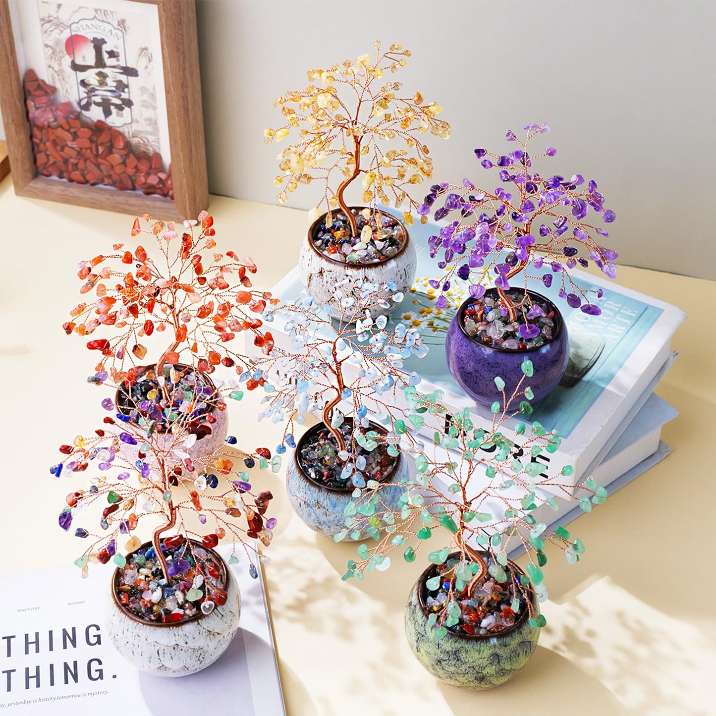 Runyangshi Green Aventurine Crystal Tree of Life - 8" Large Natural Chakra Healing Crystal Tree, Bringing Money, Good Luck, Positive Energy for Home Decor, Feng Shui Gifts, Office Desk Ornament