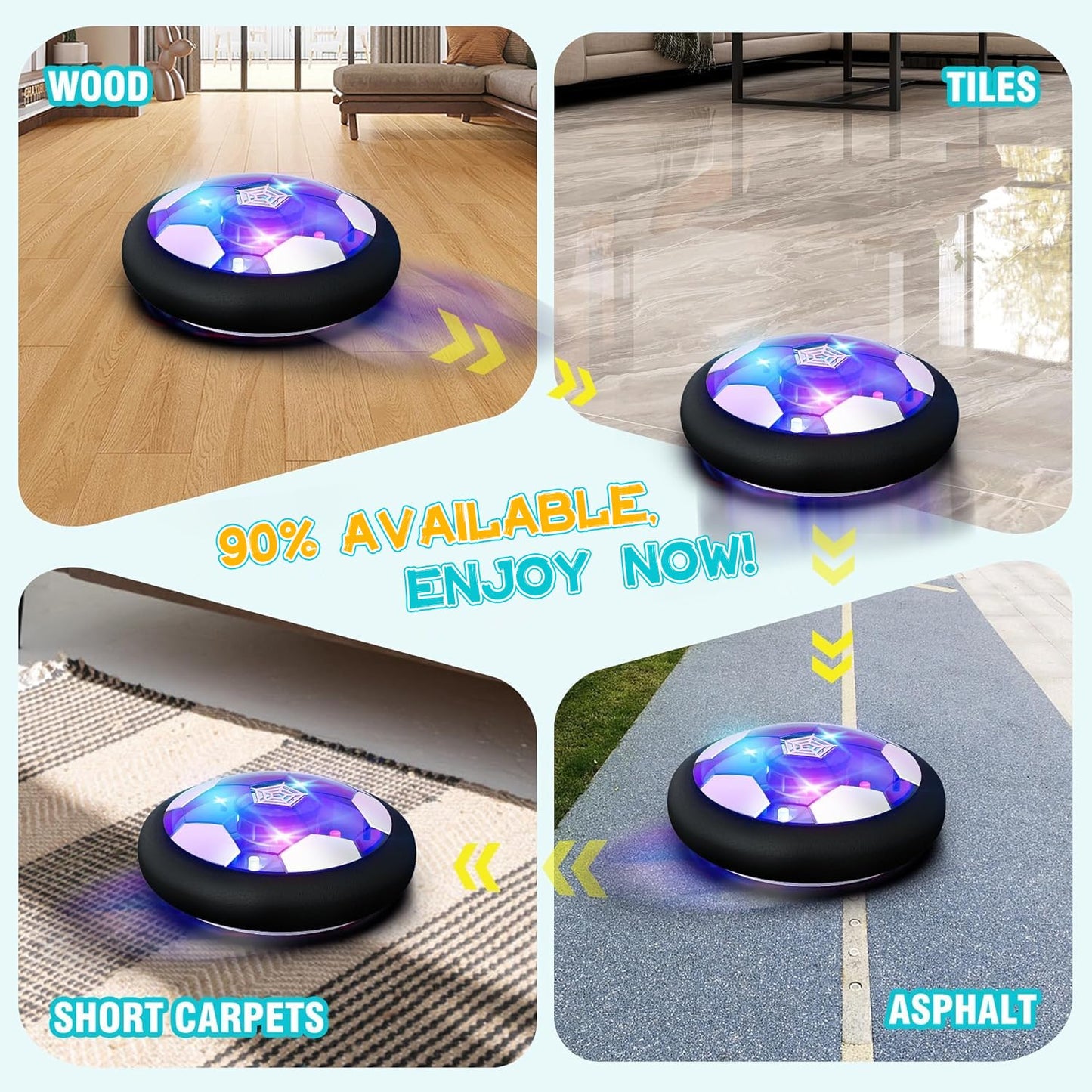 BLUEYE Rechargeable Hover Soccer Ball- Kids Toys -Indoor Toddler Game -Birthday for Boy Age 3,4,5,6,7,8,9 Years Old -Easter Basket Essential- Stocking Stuffers - Yankee Swap-1Pack