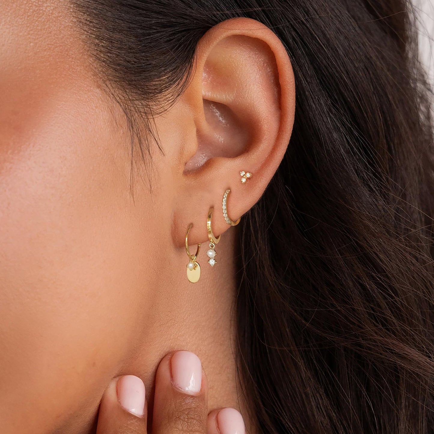 SELFROSE Gold Earrings for Women, Dainty Earring Stacks 14K Gold Plated Huggie Earrings for Women Trendy Hypoallergenicc Unique Dangle Drop Earrings Set Cute Small Huggie Hoop Earrings Womens Jewelry