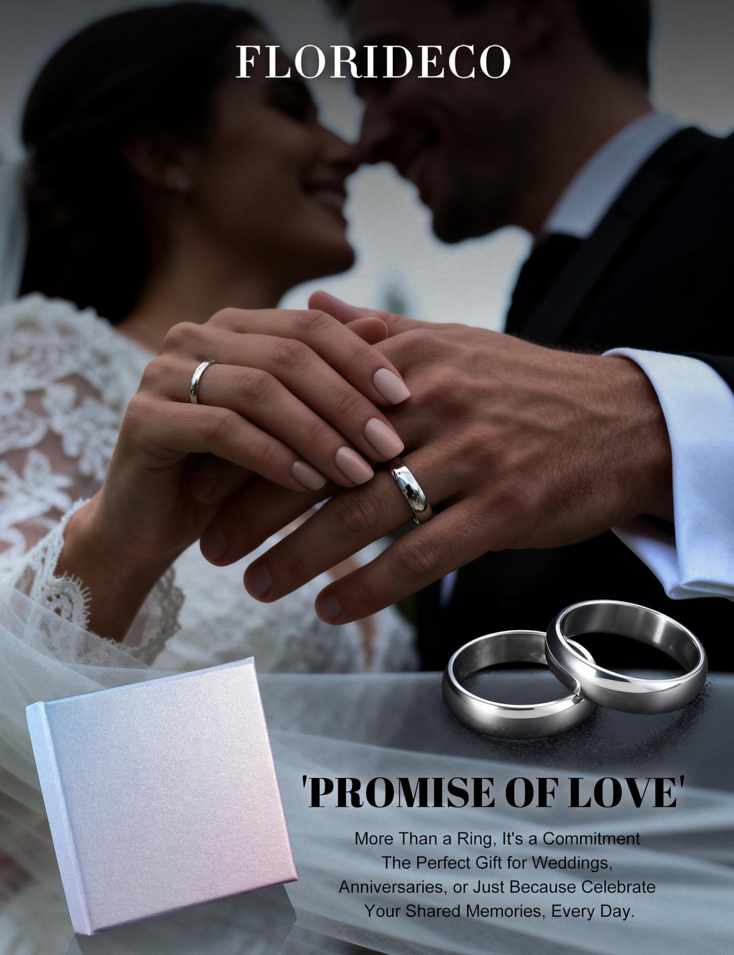 Florideco 5mm Stainless Steel Ring Wedding Bands for Women Mens Ring Wedding Band Plain Dome High Polished Size 7