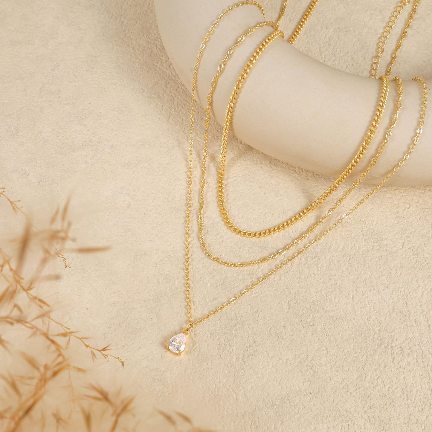 Layered Necklaces for Women Trendy,Stackable 14K Glod Plated CZ Pendant Necklace Dainty Gold Cuban Teardrop Necklace Choker Chain Small Cute Layered Necklaces Set for Women Fashion Jewelry Accessories