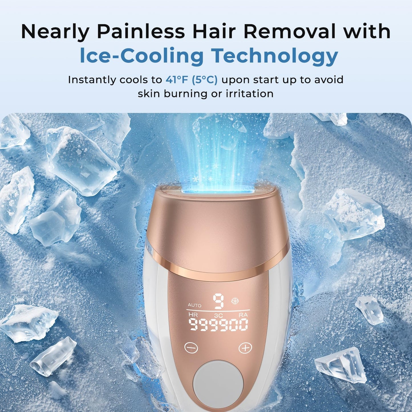 ZAIRUZ Ice Cool Laser Hair Removal for Women & Men, 9-Level Permanent Painless IPL Hair Remover Device for Body Face Legs Armpits Bikini Line, At-Home Use