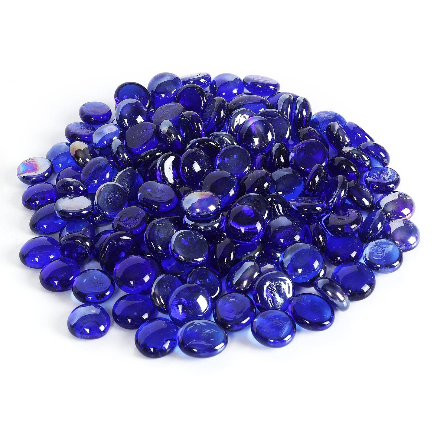 Ausluru 5LB Fire Glass Beads Flat Glass Marbles for Outdoor Fire Pit and Fireplace, Glass Gemstones for Vase Filler, Aquariums, Hydroponics Plants, Home Decor and Christmas DIY Craft, Cobalt