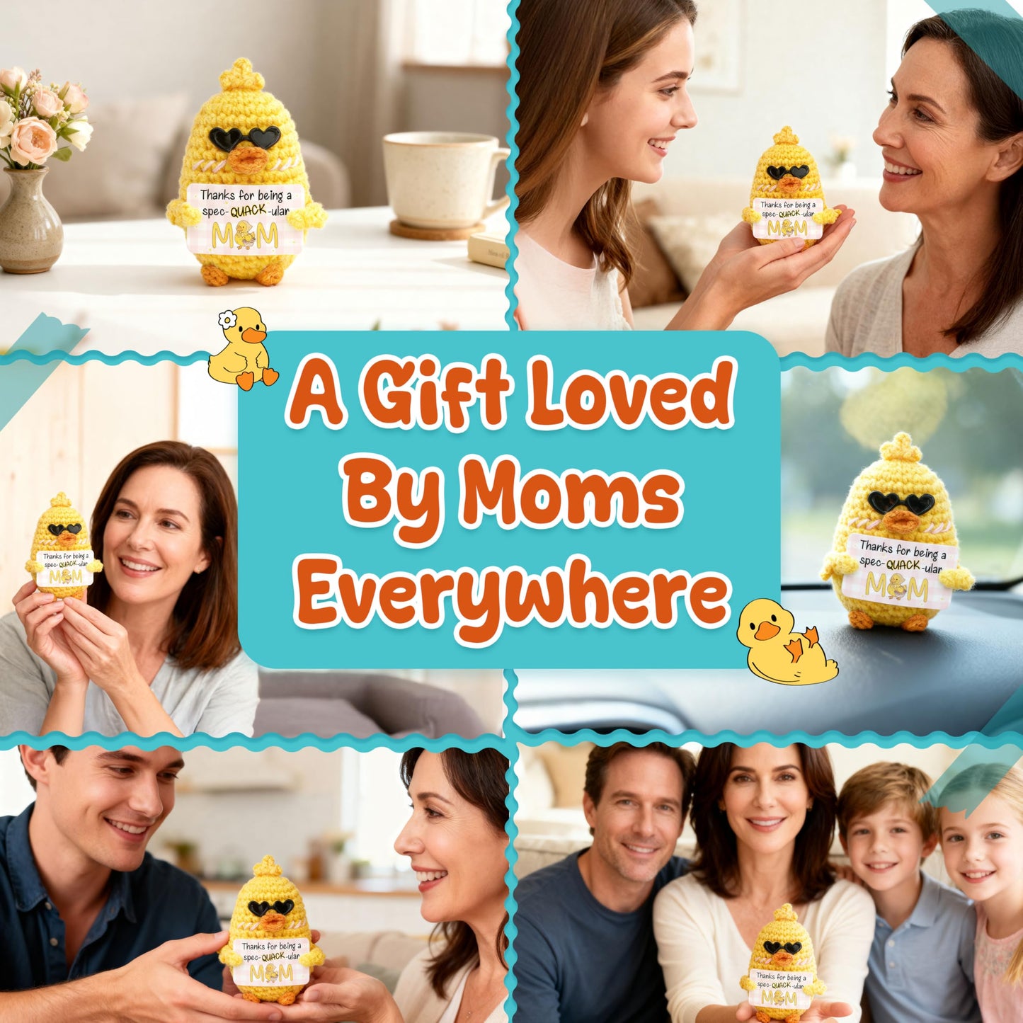 OASSIE Funny Mom Gifts from Daughters and Sons - Positive Crochet Animals Duck - Mothers Day Birthday Gifts for Mom from Daughter and Son, Mother's Day Duck Gift for Moms, Mother Daughter Gift