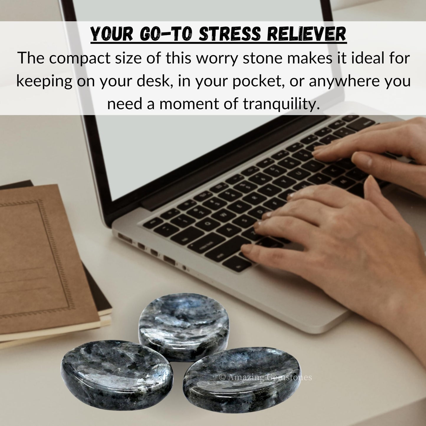Amazing Gemstone Larvikite Worry Stone Crystals and Healing Stones - Worry Stones for Stress Relief Gifts - Piedra Crystal Fidget for Meditation,Relaxation - Unique Stocking Stuffers & Birthday Gifts