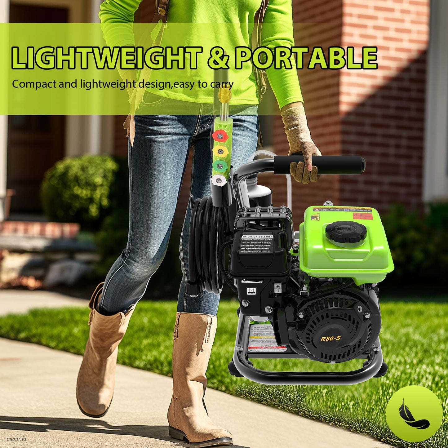 Commercial 3500PSI 2.4GPM 79.7CC Gas Pressure Washer, 2.5 HP Professional Gas Power Washer with 5 Nozzles 25FT Hose Foam Bottle for Car Fence Driveway Yard (EPA/CARB/ETL Compliant), Green