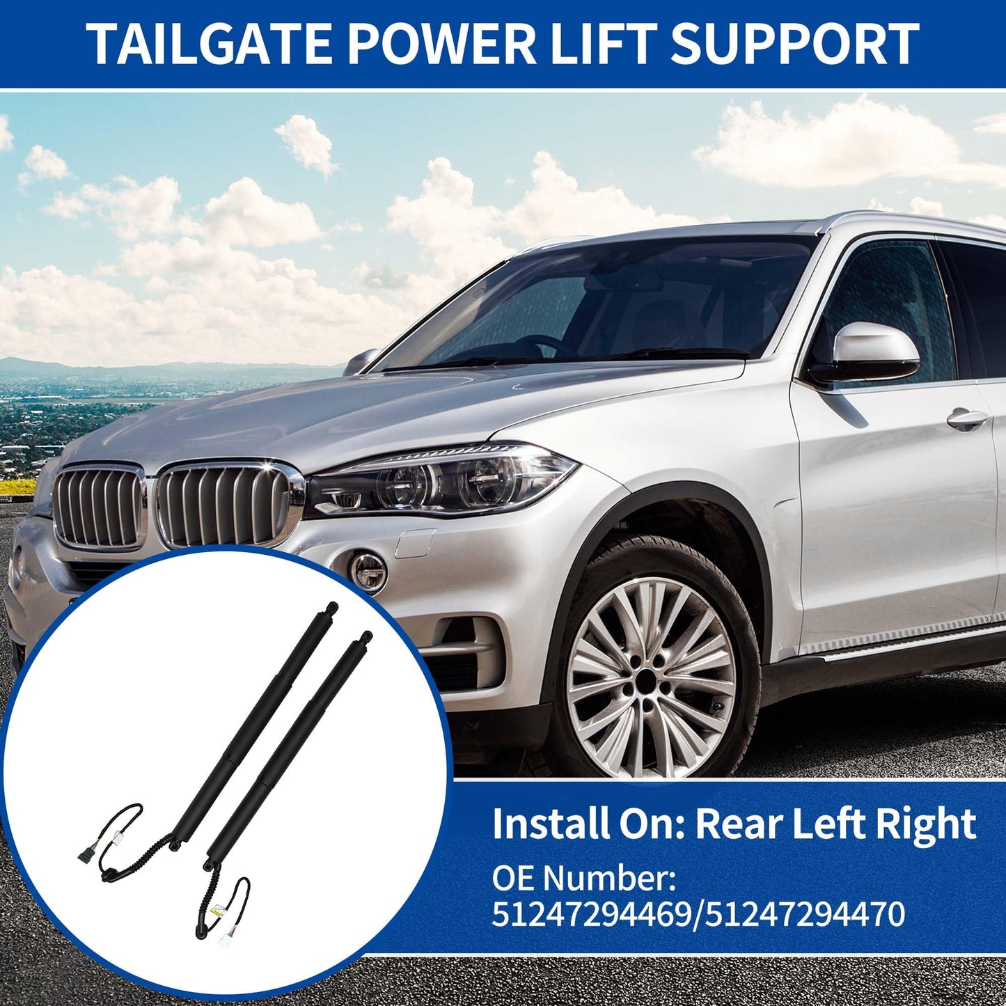 X AUTOHAUX Rear Left Right Tailgate Power Lift Support for BMW X5 F15 F85 2015-2016 Liftgate Power Hatch Shock Strut No.51247294469/51247294470 Electric Trunk Power Liftgate 1 Pair