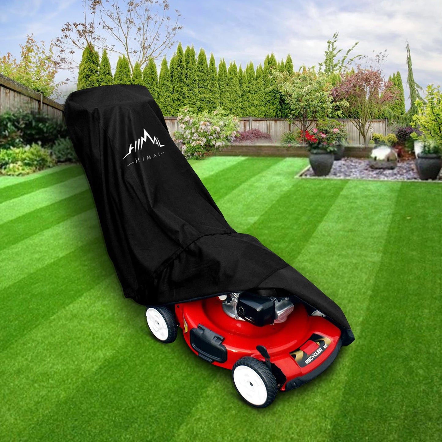 Himal Outdoors Lawn Mower Cover - Heavy Duty 600D Polyester Oxford Waterproof, UV Protection Universal Fit with Drawstring & Cover Storage Bag,Black
