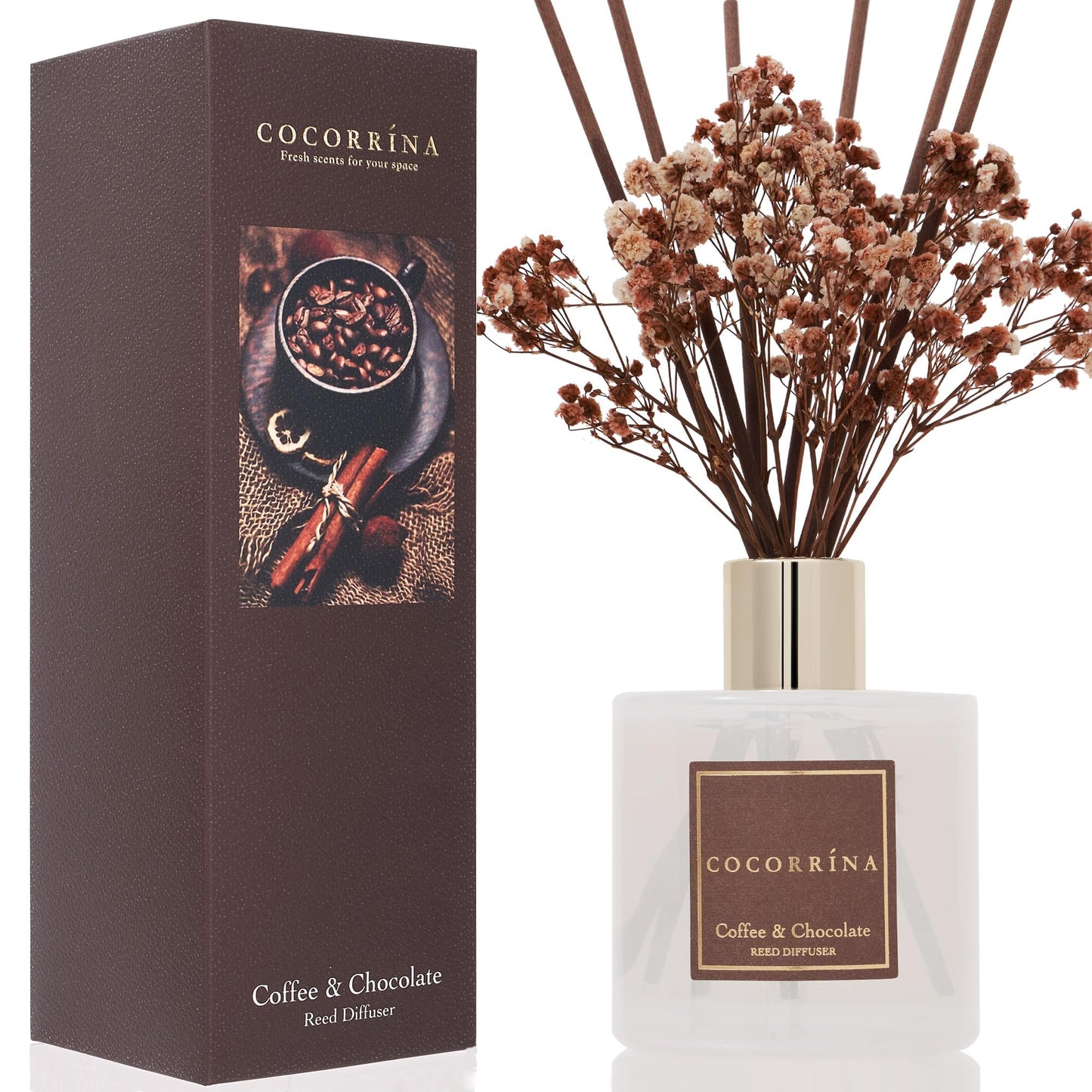 Cocorrína Reed Diffuser Set, 6.7 oz Clean Linen Scented Diffuser with Sticks Home Fragrance Reed Diffuser for Bathroom Shelf Decor