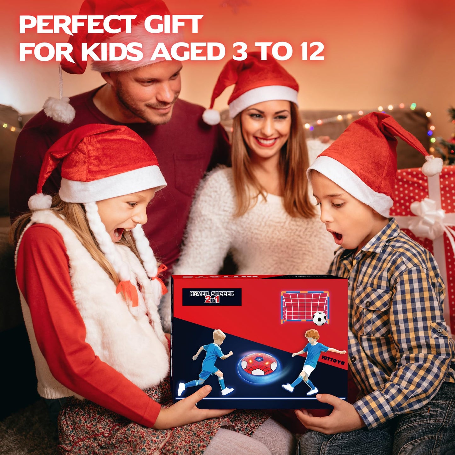 HitToys Hover Soccer Balls Toys Set for Kids, 2-in-1 Rechargeable Air Floating Football Toy Ball with Led Light, Indoor Sports Games Christmas Birthday for Old Boys Girl