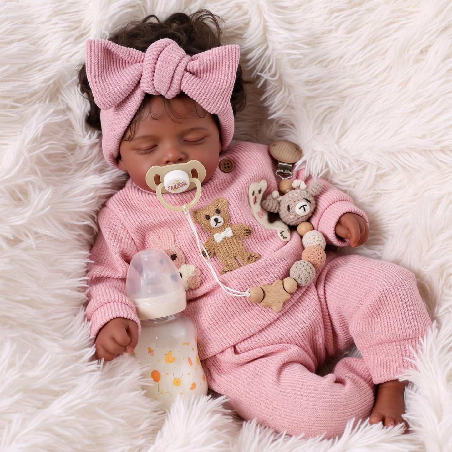 BABESIDE Reborn Baby Dolls Black Girl - 20 Inch Soft Body Realistic Baby Doll Handmade Real Life Baby Dolls with Clothes and Toy Gift for Kids Age 3+