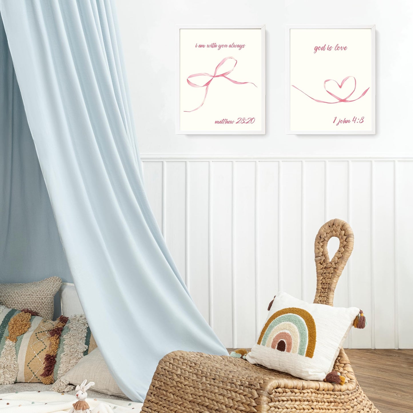 LARTSFRO Coquette Pink Bow Wall Art Decor Posters, Pink Bow Room Bedroom Bathroom Dorm Wall Art Decor Aesthetic for College Teen Girls Gifts, Inspirational Bible Verses Bow Wall Decor, 10x8 Inch Set of 4 Bow Pictures UNFRAMED