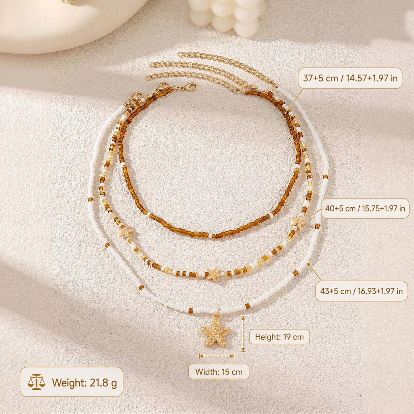 Lameybrt Cowrie Shell Surfer Necklaces, Hawaiian Beach Handmade Choker Set for Women, White Rice Bead with Black Accents, Bohemian Summer Seashell Choker 2 Piece Set, Perfect for Summer Beach Vacation, Birthday, Mother’s Day & Holiday Gifts (Shell 28)