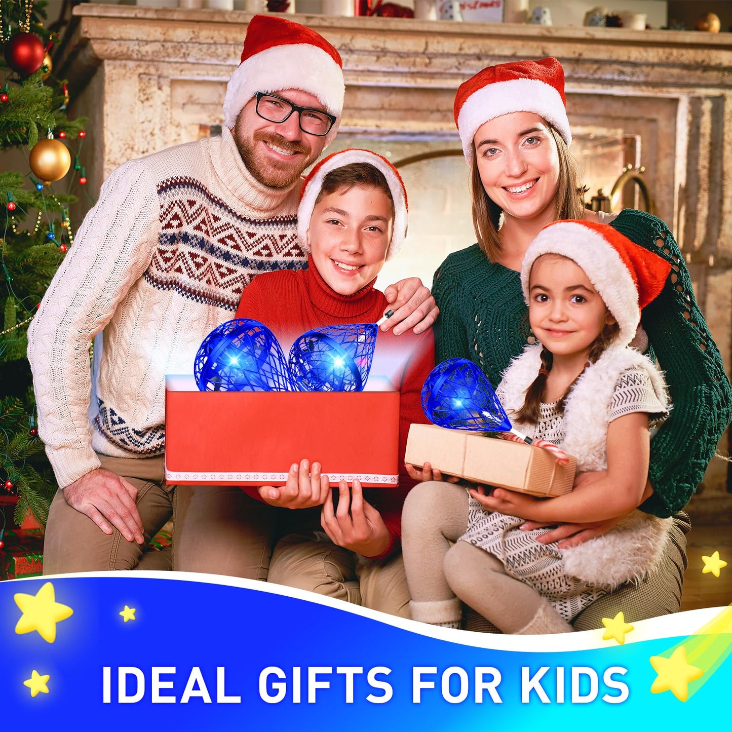 Flying Bouncing Ball Toys 2026 - Cosmic Galaxy Hove Orb Ball Hand Controlled Leap Drone with LED Lights, 3D Flips Cool Spinner Outdoor Indoor Toy Gifts for 6 7 8 9 10+ Year Old Boys Girls Teens (Blue)