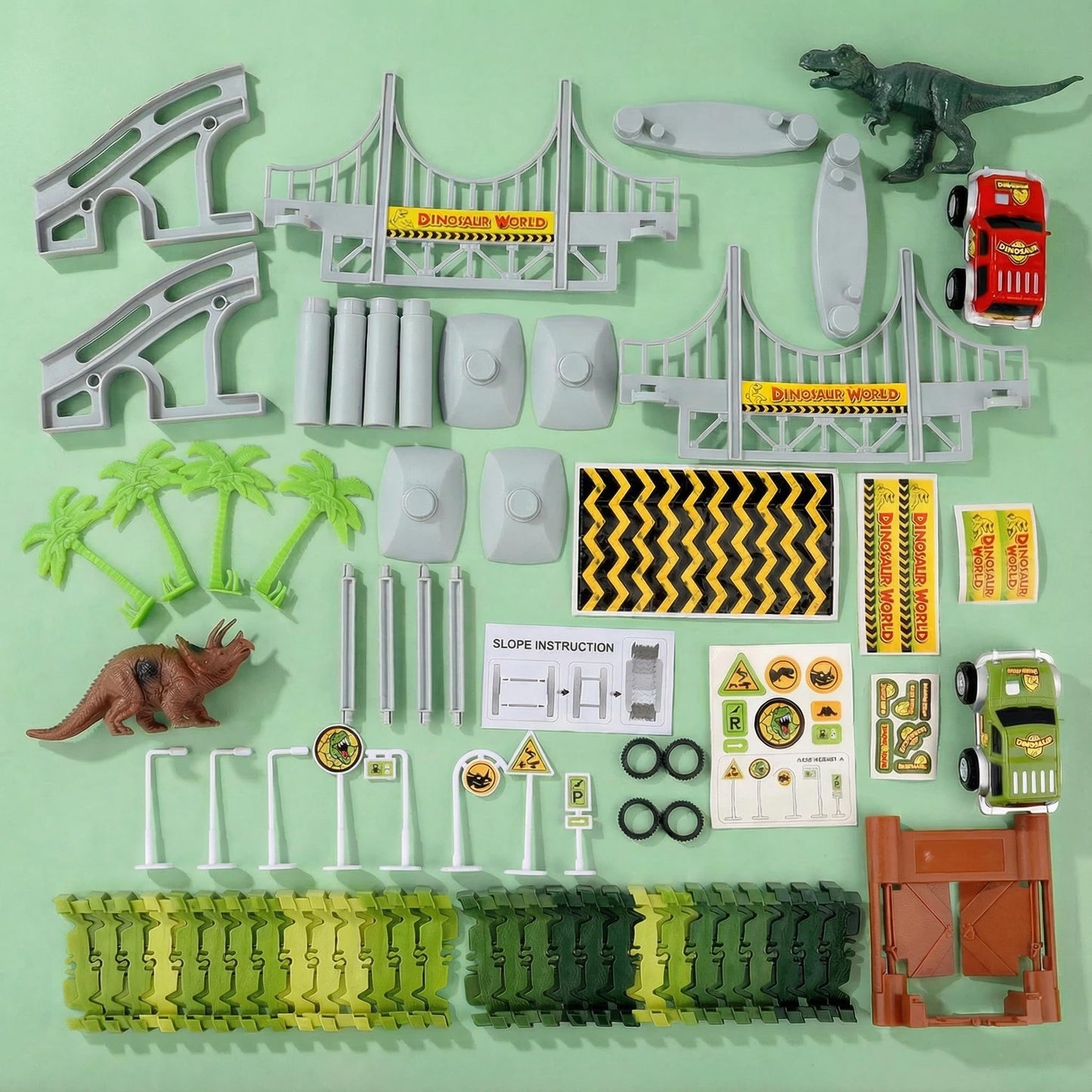 AUUGUU Dinosaur Toys - Create A Dino World with Flexible Race Track, Birthday Gift for Kids Ages 3+, Toys for 3 4 5 Year Old Boys