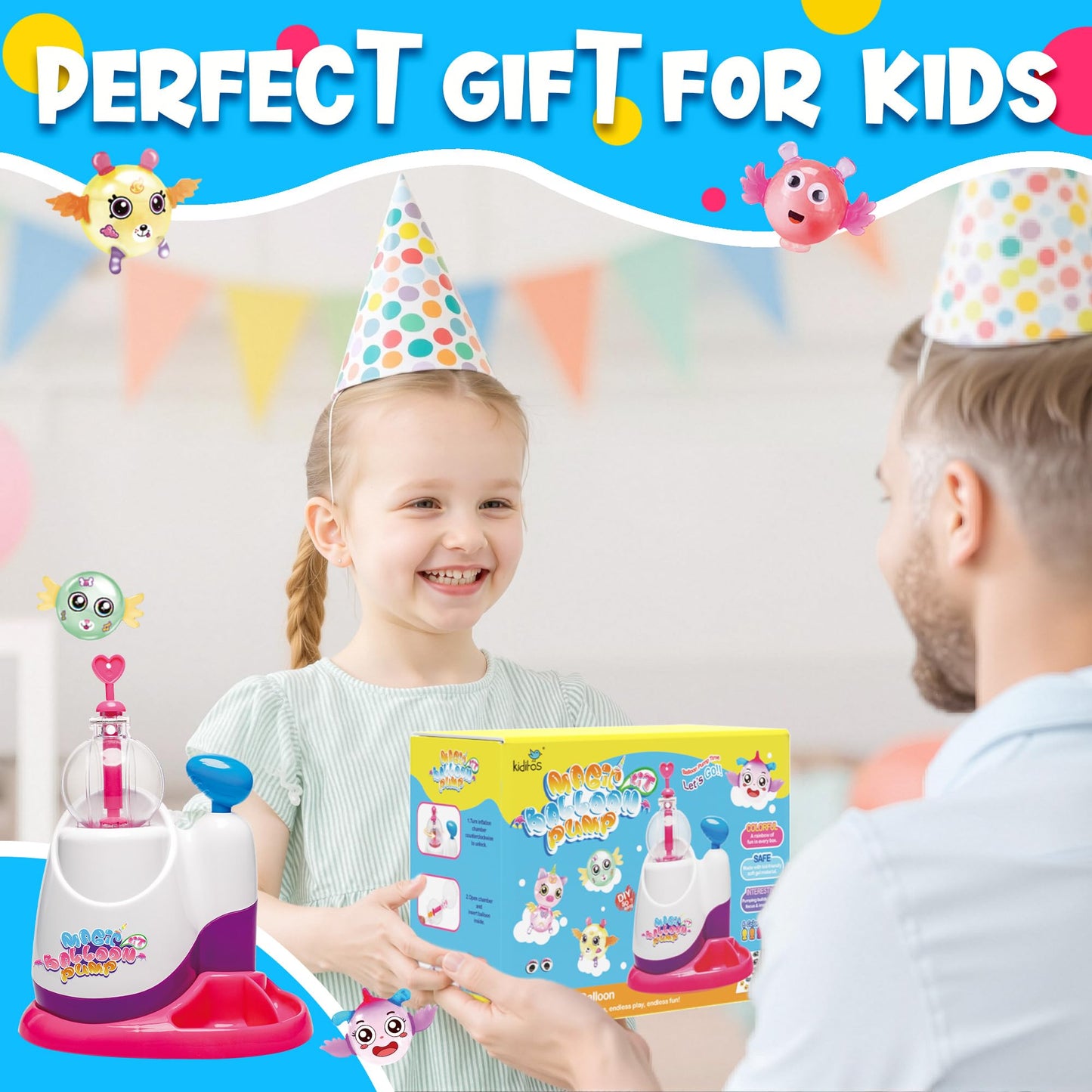 Kiditos Balloon Animals Kit with Pump, Balloon Making Kit for Kids with Stickers & Accessories, DIY Creative Toy Birthday Gift for Boys & Girls Ages 3+