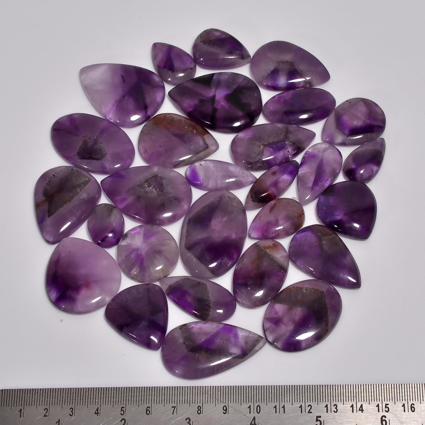 Natural 5, 4 & 3 Pcs Gemstones Cabochons Lot (15–30 MM), Multi Shape Stones for Jewelry Making Supplies Healing Crystals Gems Loose Gemstones (Star amethyst, 5pcs)