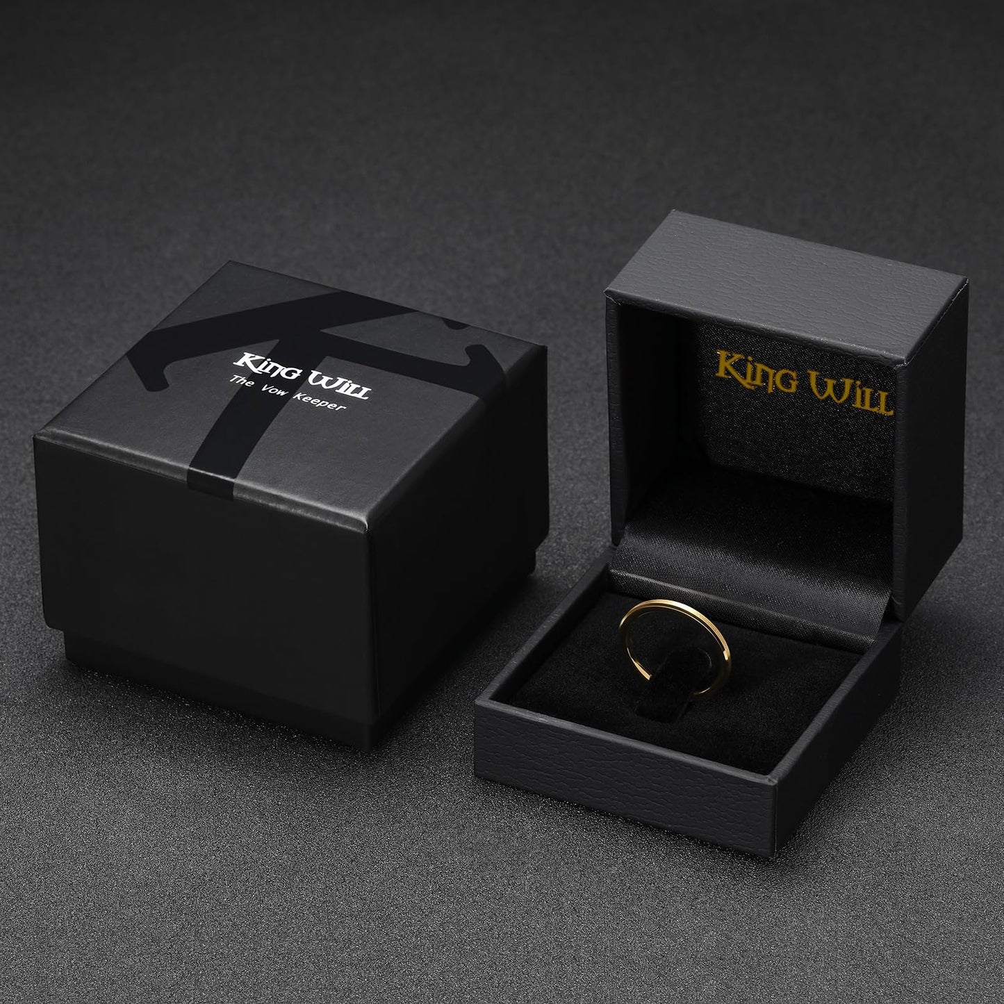 King Will 2mm Gold Tungsten Men's Wedding Band - Brushed Matte Finish, Beveled Polished Edge, Comfort Fit Size 9