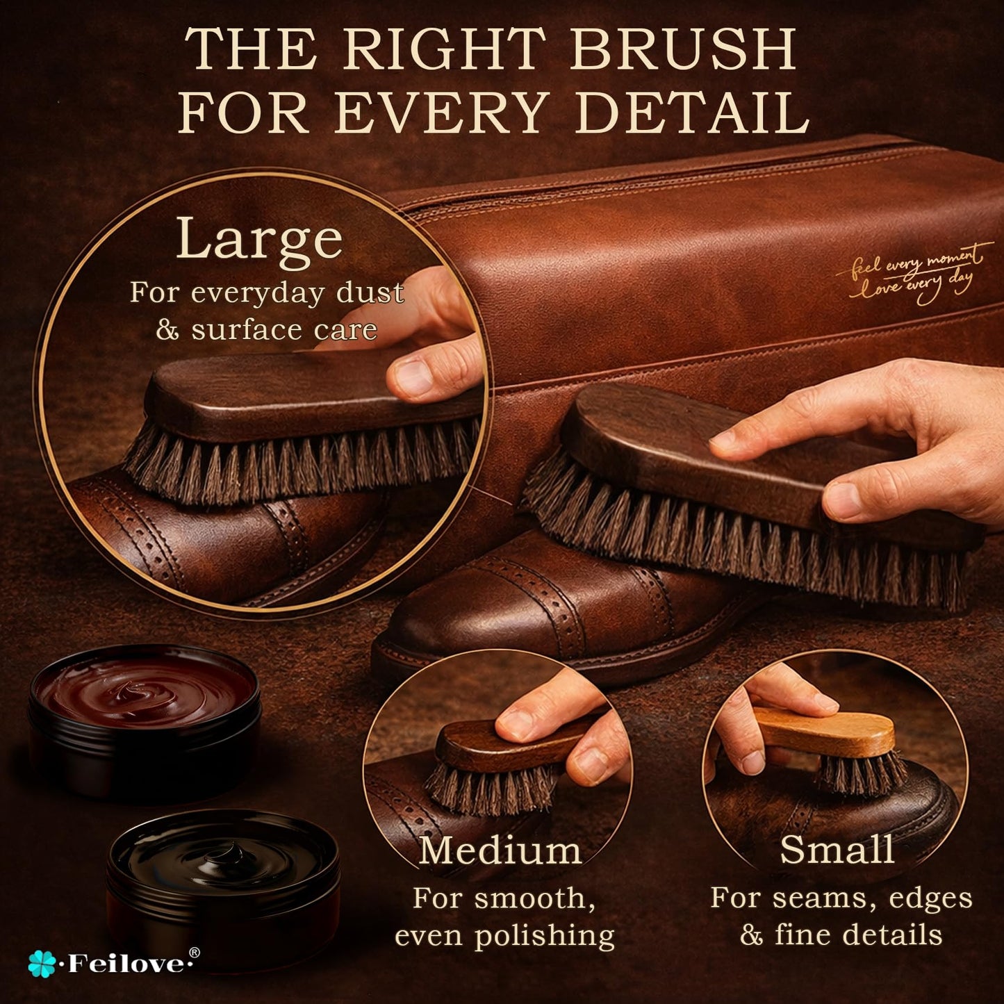 Shoe Care Kit – 16-in-1 Leather Shoe Polish, Cleaning & Conditioning Kit with Saddle Soap & Mink Oil – Black/Brown/Neutral Shoe Polish, 3 Horsehair Brushes – Premium Storage Bag – Gift for Men & Women