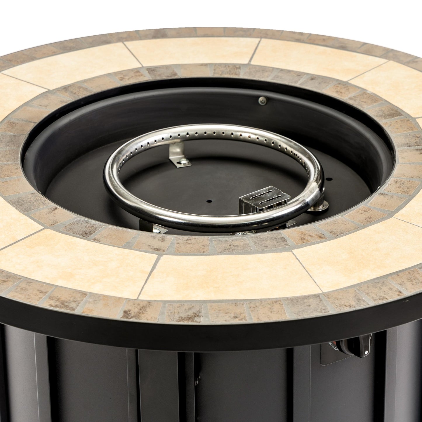 KEIKI 30 Inch Mosaic Ceramic Propane Fire Pit Table, Round Outdoor Gas Fireplace, Steel Patio Heater for Garden Deck