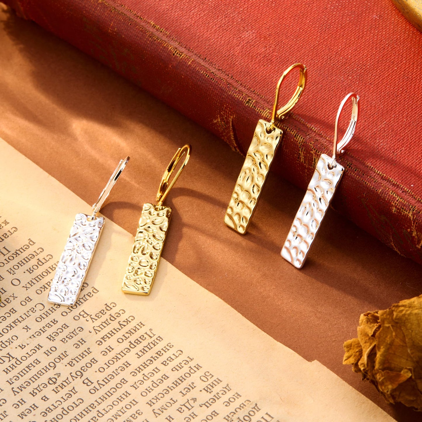ALEXCRAFT 925 Sterling Silver Dangle Drop Earrings for Women, Hypoallergenic Lightweight Trendy Sterling Silver French Hook Leverback Earrings Long Hammer Bar Drop Earing for Women Statement Jewelry