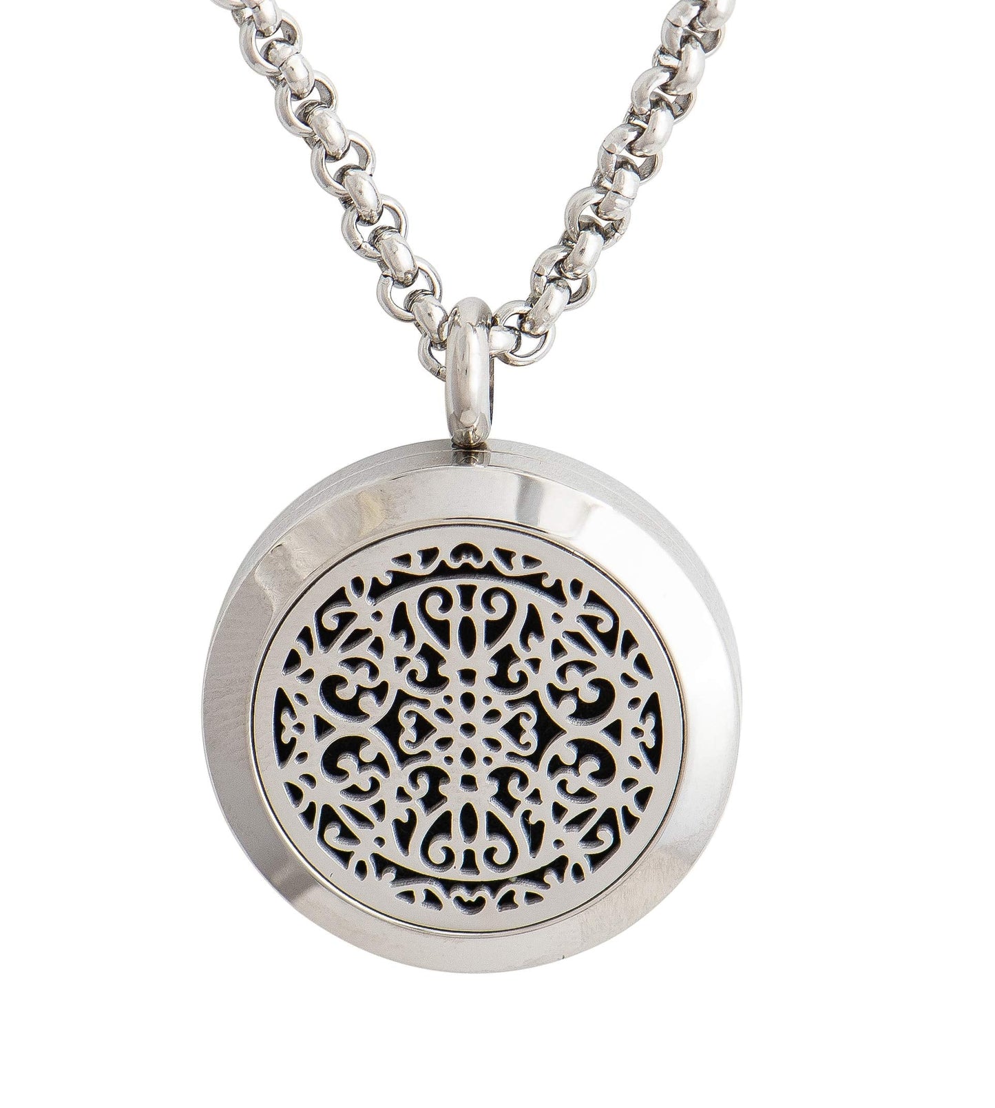 Wild Essentials Wrought Iron Necklace Essential Oil Diffuser Kit With Lavender, Lemongrass, Peppermint, Orange Oils, 12 Refill Pads, Calming Aromatherapy Gift Set, Customizable Color Changing, Perfume