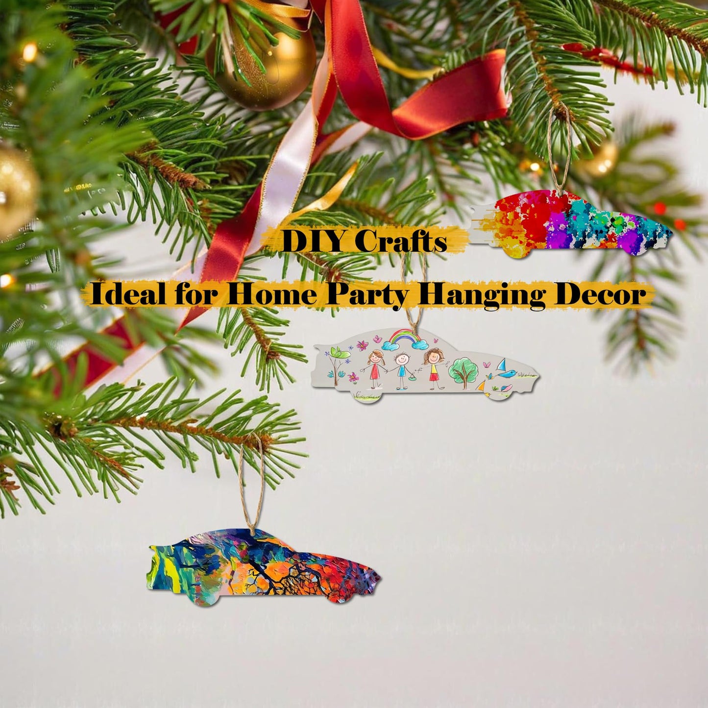 30pcs Wooden Sports Car Ornaments to Paint Unfinished Race Car Cutouts Transports Vehicle Car Theme DIY Craft Projects Unfinished Sports Car Wood Slice for Hanging Holiday Party Decoration