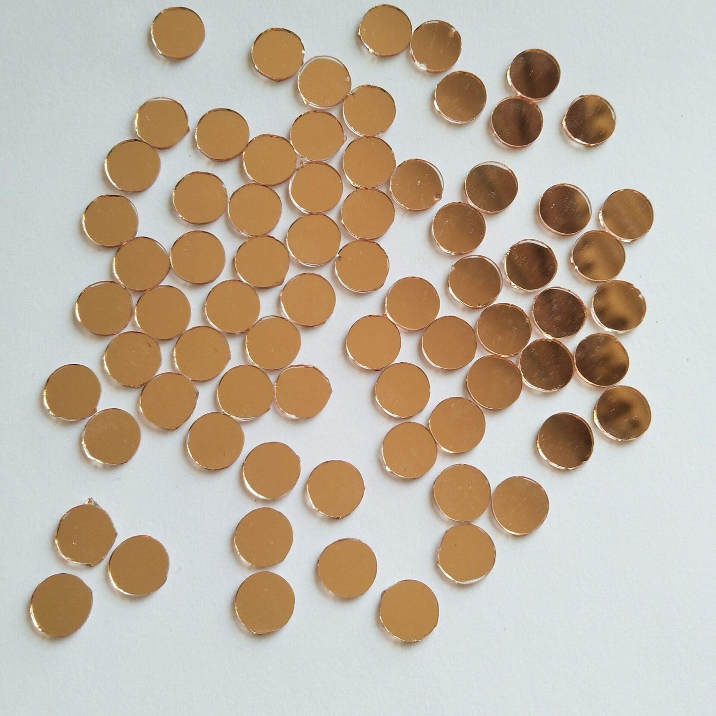 200PCS Round Glass Mirror Mosaic Tiles,Crafts Glass MirrorTiles,Real Circle Glass Mirror Table Scatter, Round Mirror Mosaic (Light Rose Gold, 1/25 in)