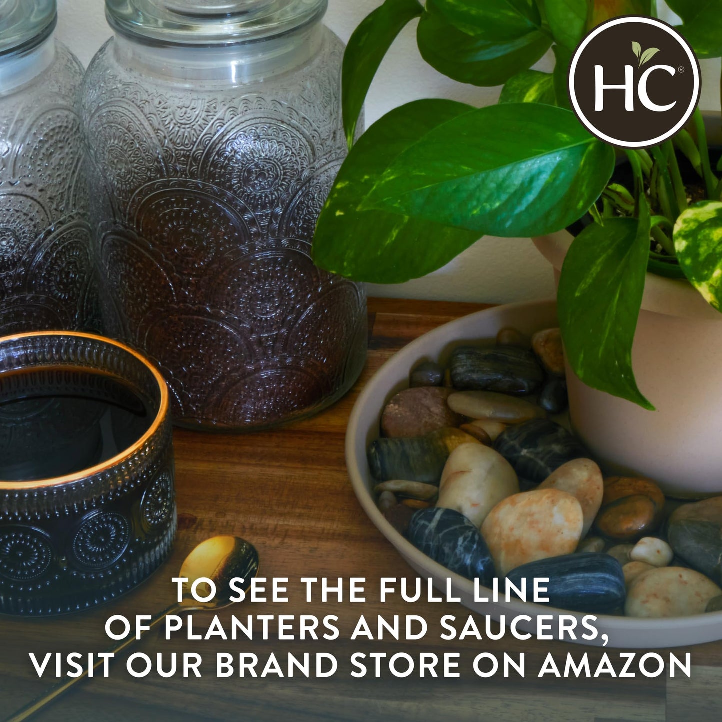The HC Companies 10 Inch Prima Round Planter Pots with Drainage Holes and Rolled Rim, Lightweight UV-Resistant Plastic Indoor & Outdoor Planters, 2-Pack Flower Pots for Garden & Home Decor, Dusty Teal