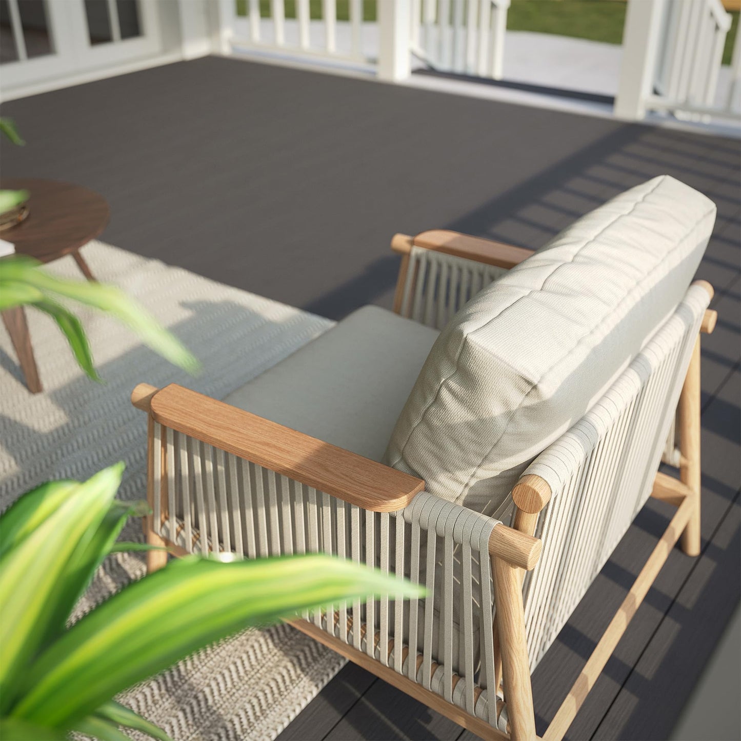 Acanva Modern All-Weather Aluminum Outdoor Patio Sofa with Thick Cushions, Olefin Fabric Sunroom Backyard Furniture, 3 Piece Set (Couch & 2 Chairs)