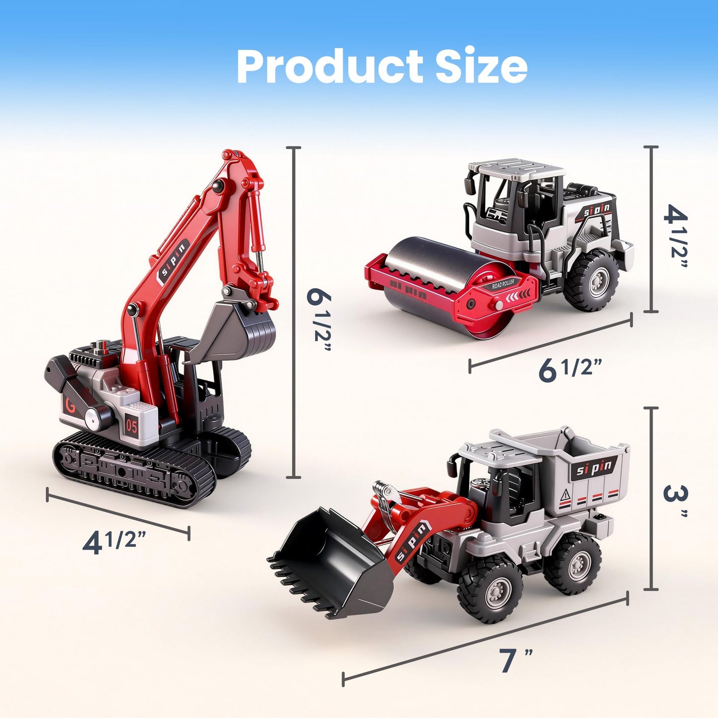 iPlay, iLearn Kid Construction Toy Trucks, Toddler Construction Vehicle Set W/Excavator Bulldozer Dump Truck, 3 PCS Friction Engineer Cars Sandbox Outdoor Play Birthday Gift 3 4 5 6 Yr Old Boy Girl