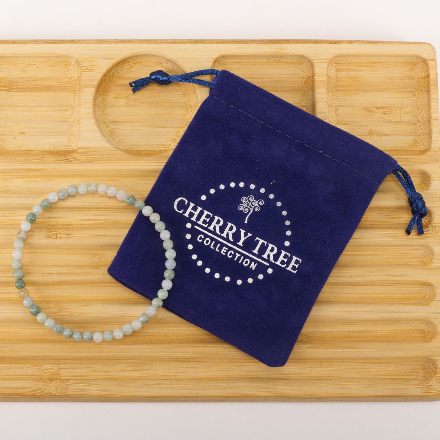 Cherry Tree Collection - Small, Medium, Large Sizes - Gemstone Beaded Bracelets For Women and Men - 4mm Round Beads (Burma Jade, Medium)