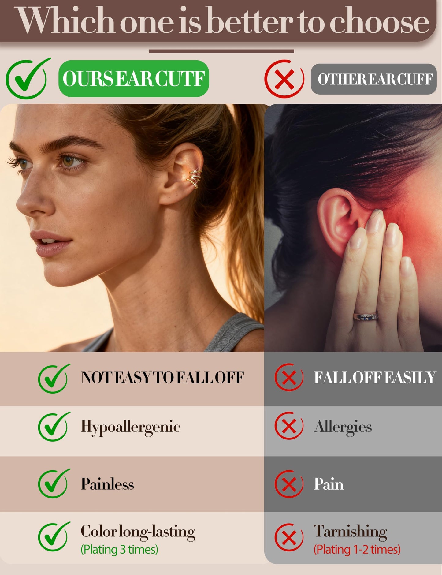 9PCS Ear Cuff Earrings for Women Non Piercing 14K Gold Plated - Hypoallergenic Adjustable Ear Cuffs Trendy Non Tarnish Clip on Cartilage Fake Earring Stacks Wrap Jewelry
