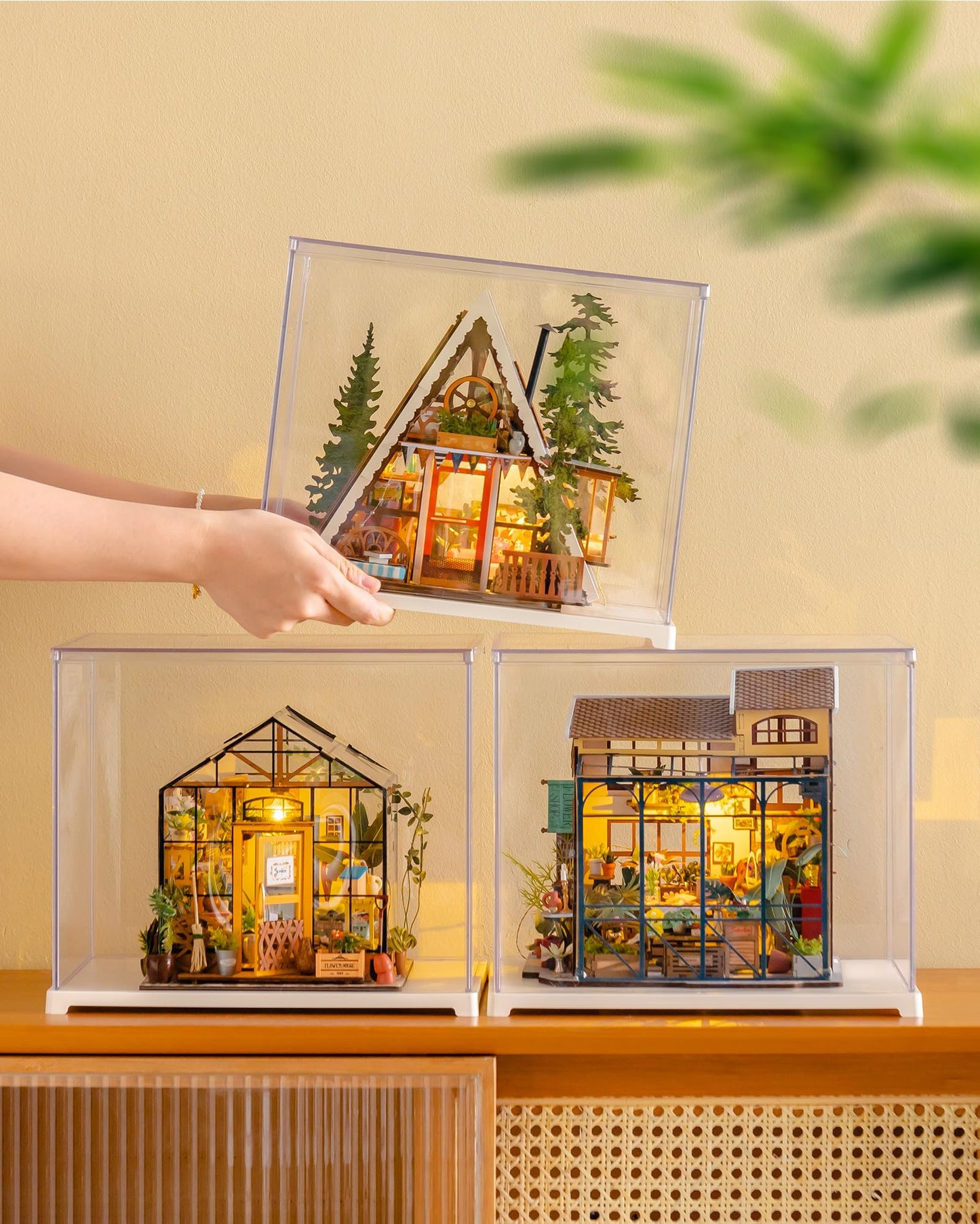 Rolife DIY Miniature House Kit for Adults, A-Frame Cabin Mini Wooden Dollhouse Kit, Tiny House Diorama Building Kits-Birthday Craft Home Decor Hobbies Gift for Teens Kids