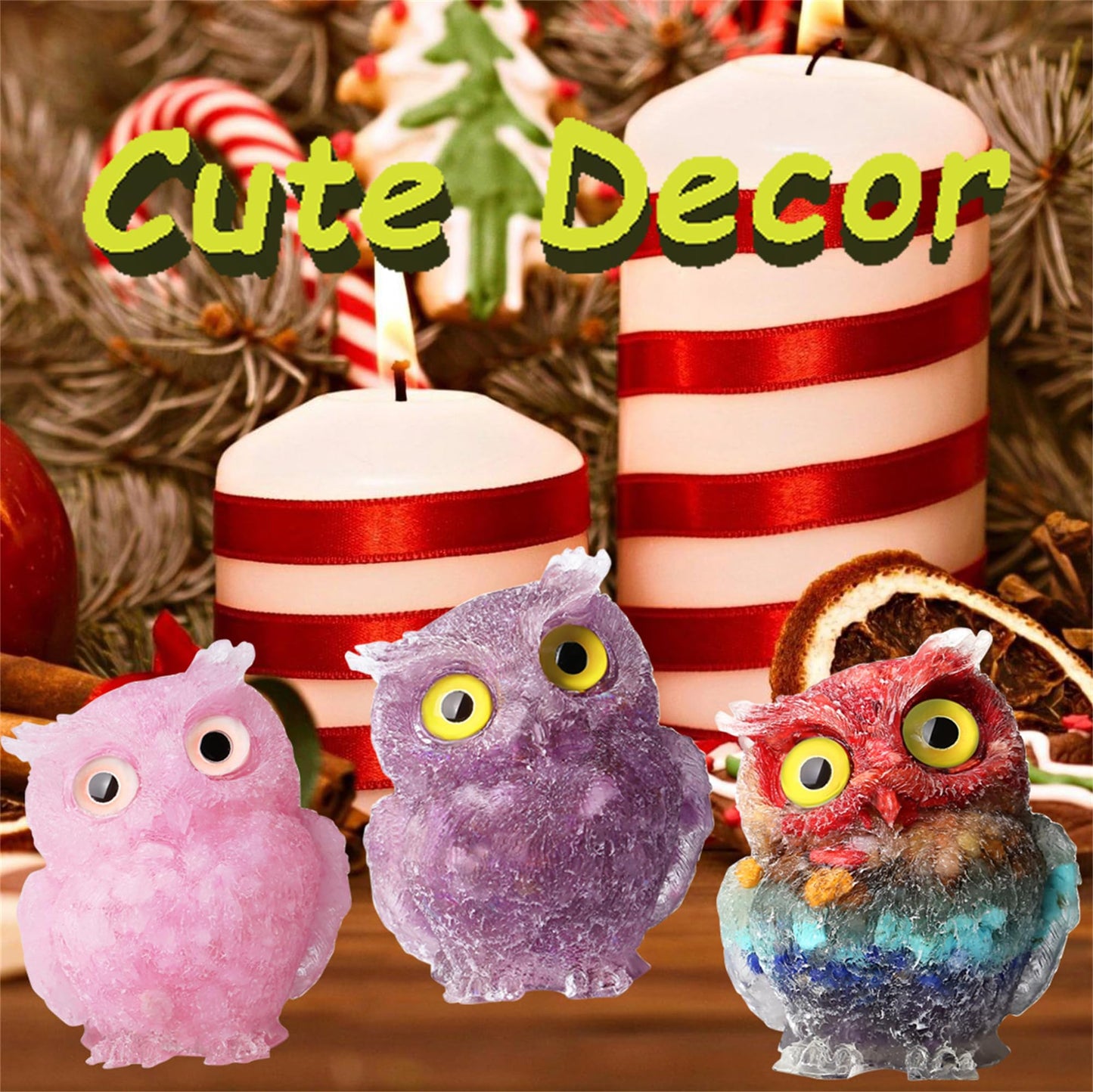 YATOJUZI 2.4" Owl Decor Owl Statue Figurines Healing Crystals Stones Turquoise Hand-Carved Gemstones Cute Home Office Desk Decor Spiritual Energy Reiki Gifts for Women Men