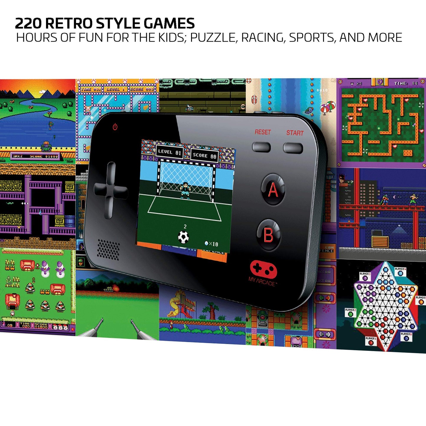 My Arcade Gamer V Portable - Handheld Gaming System - 220 Retro Style Games - Lightweight Compact Size - Battery Powered - Full Color Display - Black - Electronic Games