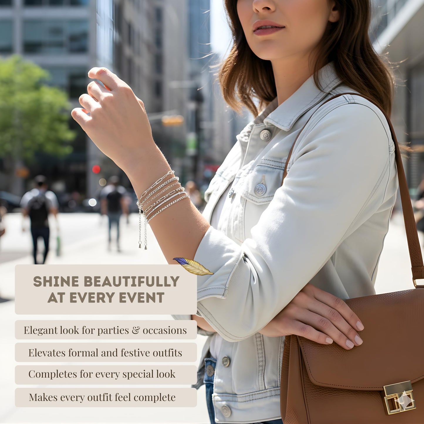 Cherry Tree Collection Stainless Steel Bracelets for Women | Stackable Bracelet Set of 6 Silver | (6-7.5") To Fit Most Wrists | Stainless Steel Charm Bracelet | Fashion Accessories Jewelry