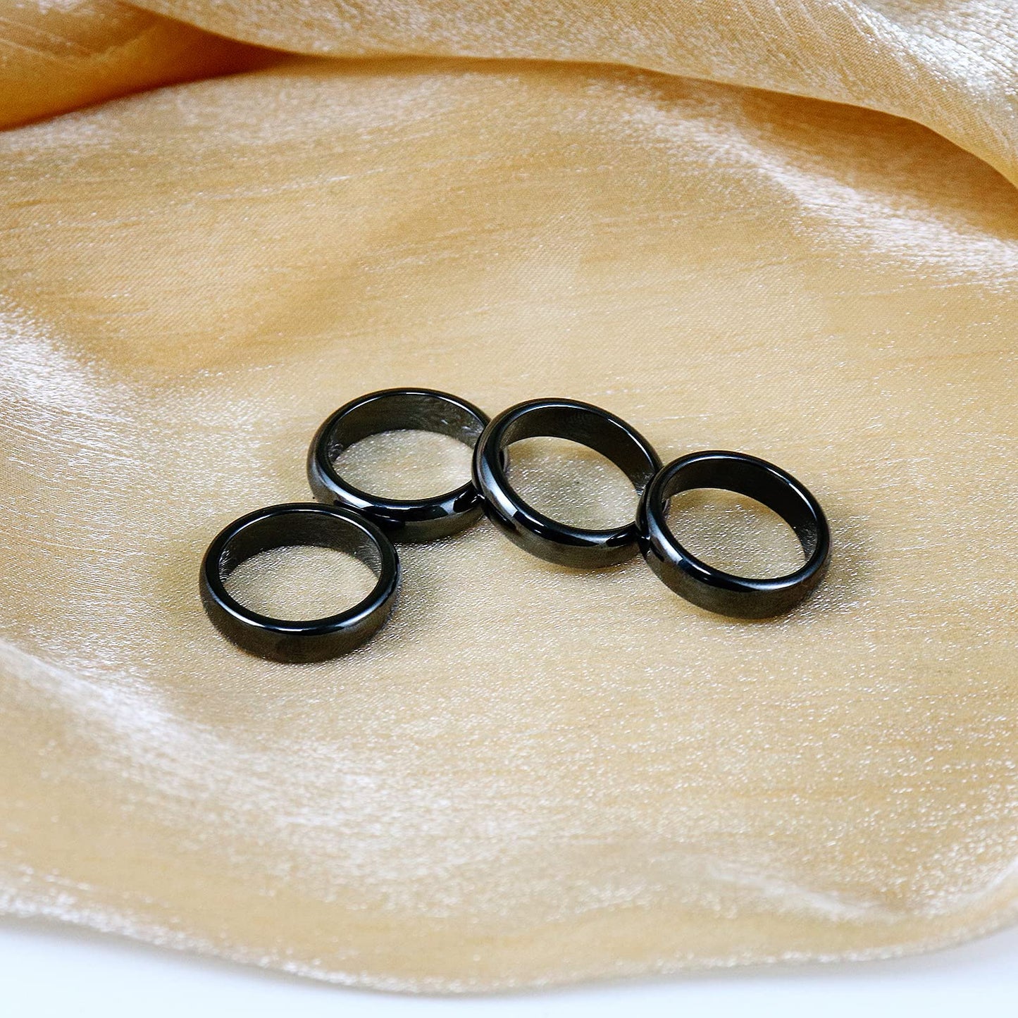COLORFUL BLING 2Pcs Black Hematite Stone Rings Necklace Set Anxiety Absorb Negative Energy Balance Chakra Healing Jewelry for Women Men(6MM)-8