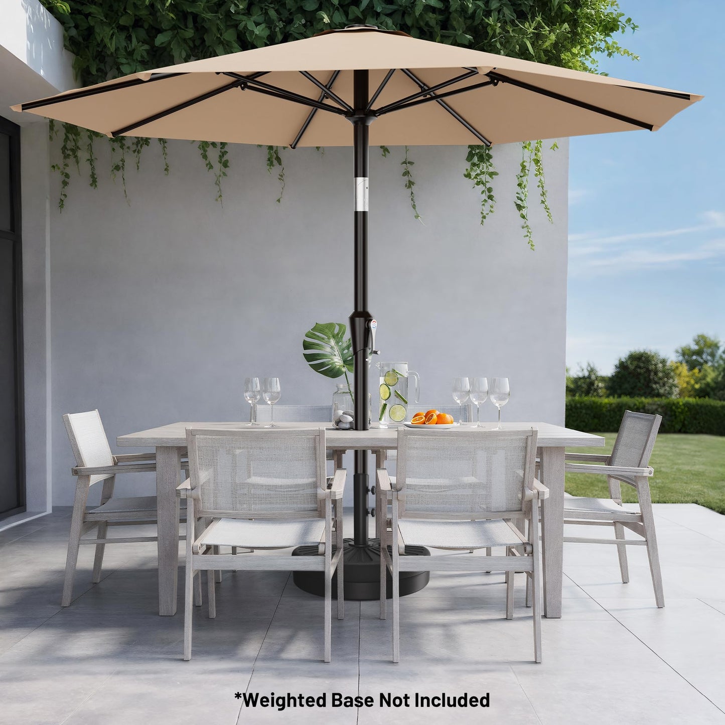 AreShark 10 FT Outdoor Patio Umbrella, Patio Table Umbrella with Push Button Tilt and Crank, Outdoor Patio Umbrellas with 8 Fiberglass Ribs, Patio Umbrellas for Market, Garden, Pool (Beige)