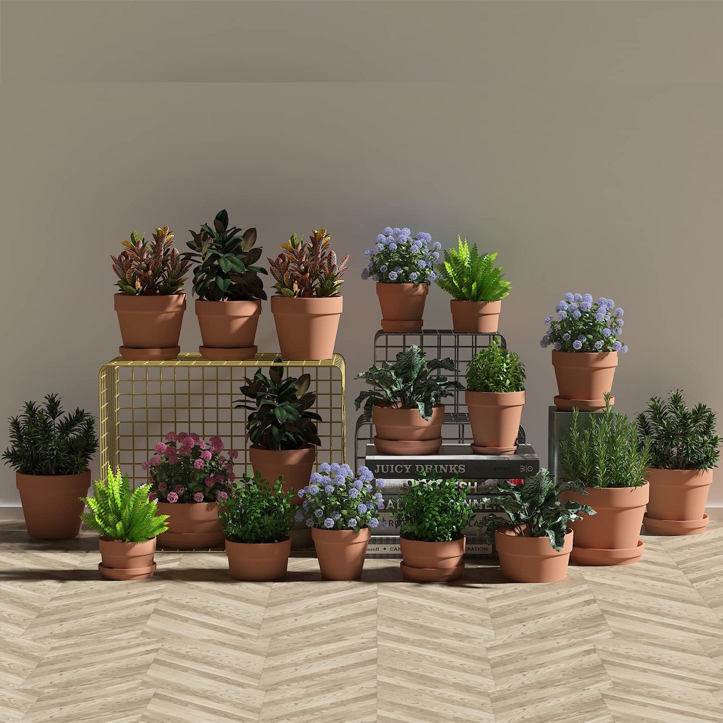Fcacti 6 Inch Clay Pot for Plant with Saucer - 6 Pack Large Terra Cotta Plant Pot with Drainage Hole, Flower Pot with Tray, Terracotta Pot for Indoor Outdoor Plant