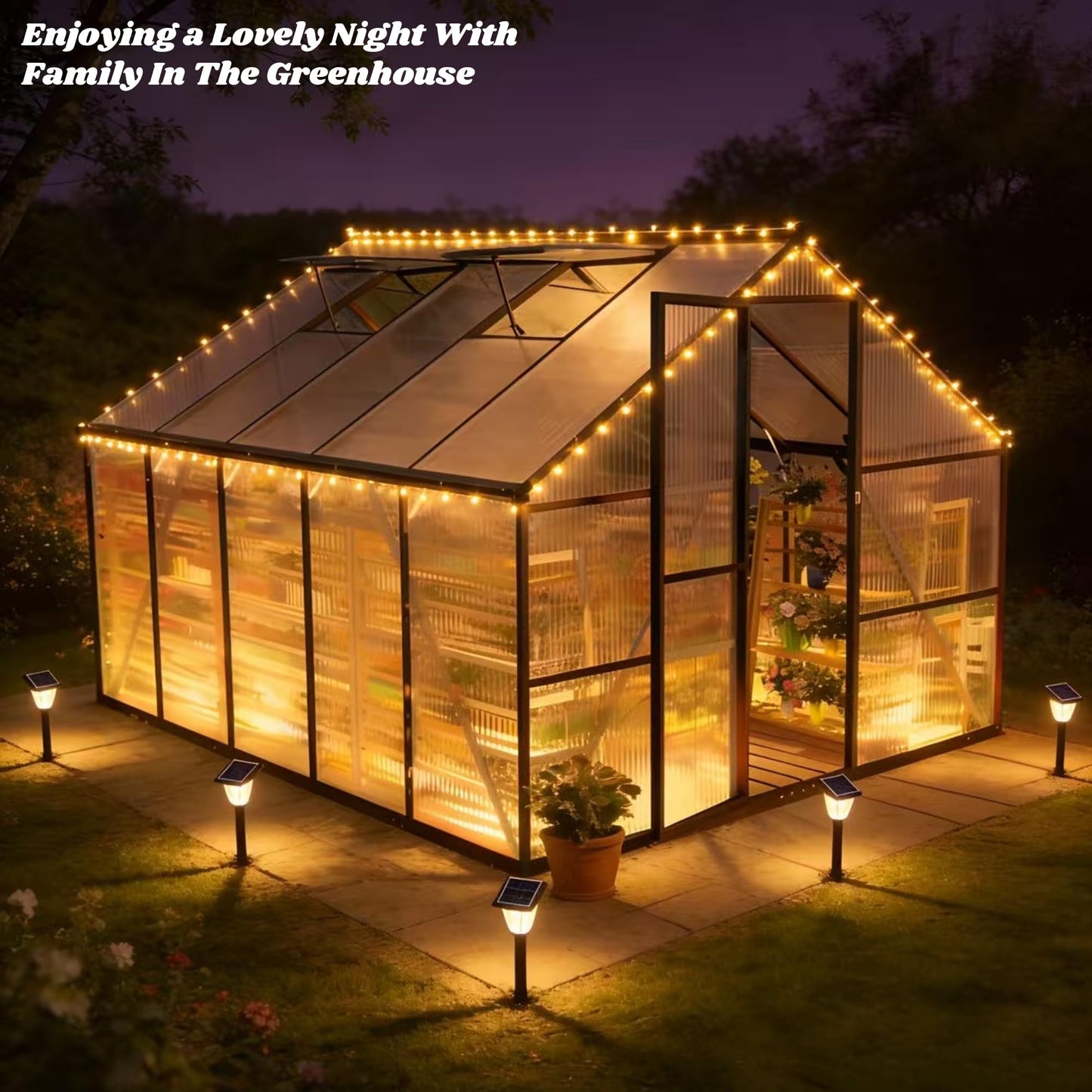 8x10 FT Greenhouses for Outdoors, Polycarbonate Greenhouse with PC Panels, Greenhouses for Outdoors for Yard, Garden, Hobby, Charcoal Black