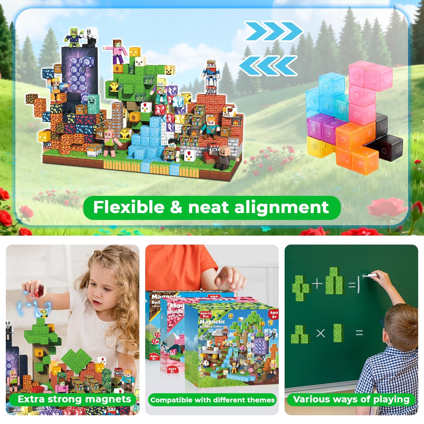 464 Pcs Magnetic Blocks - Magnetic Building Blocks, Magnet Cubes Stacking Toys for Kids Age 4-8, 8-12, Birthday Gift for 3 4 5 6 7 8 9 Year Old Boys Girls (Patent Pending)